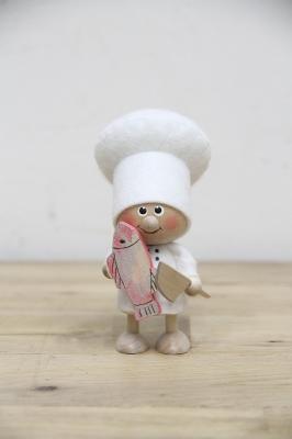 北欧　フィギア　コックさん　魚とナイフ　置物