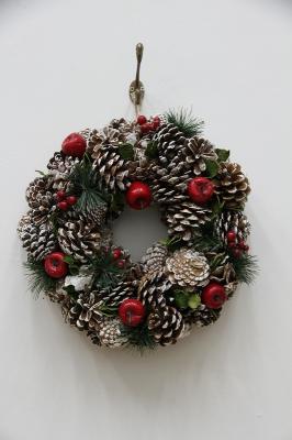 クリスマス　リース　Wreath-　Apple　with　White　Flowers　M