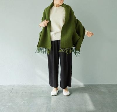 ラプアンカンクリ　ポケット付きショール　UNI　pocket　shawl　24/olive