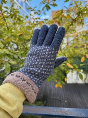 オイブロ家の手袋工場　ウール手袋　スカフテ　ネイビー　Sサイズ