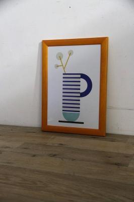 ポスター　フレーム込　Geometric　florals　blue　A4
