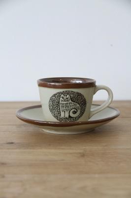 益子のコーヒーカップ゜&ソーサー(ニナ)茶