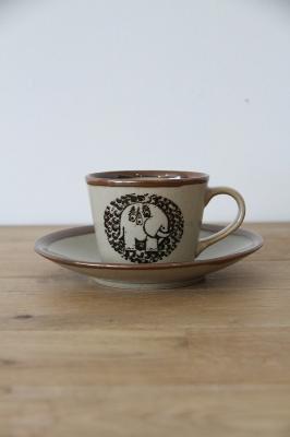 益子のコーヒーカップ&ソーサー(ぞう・茶)